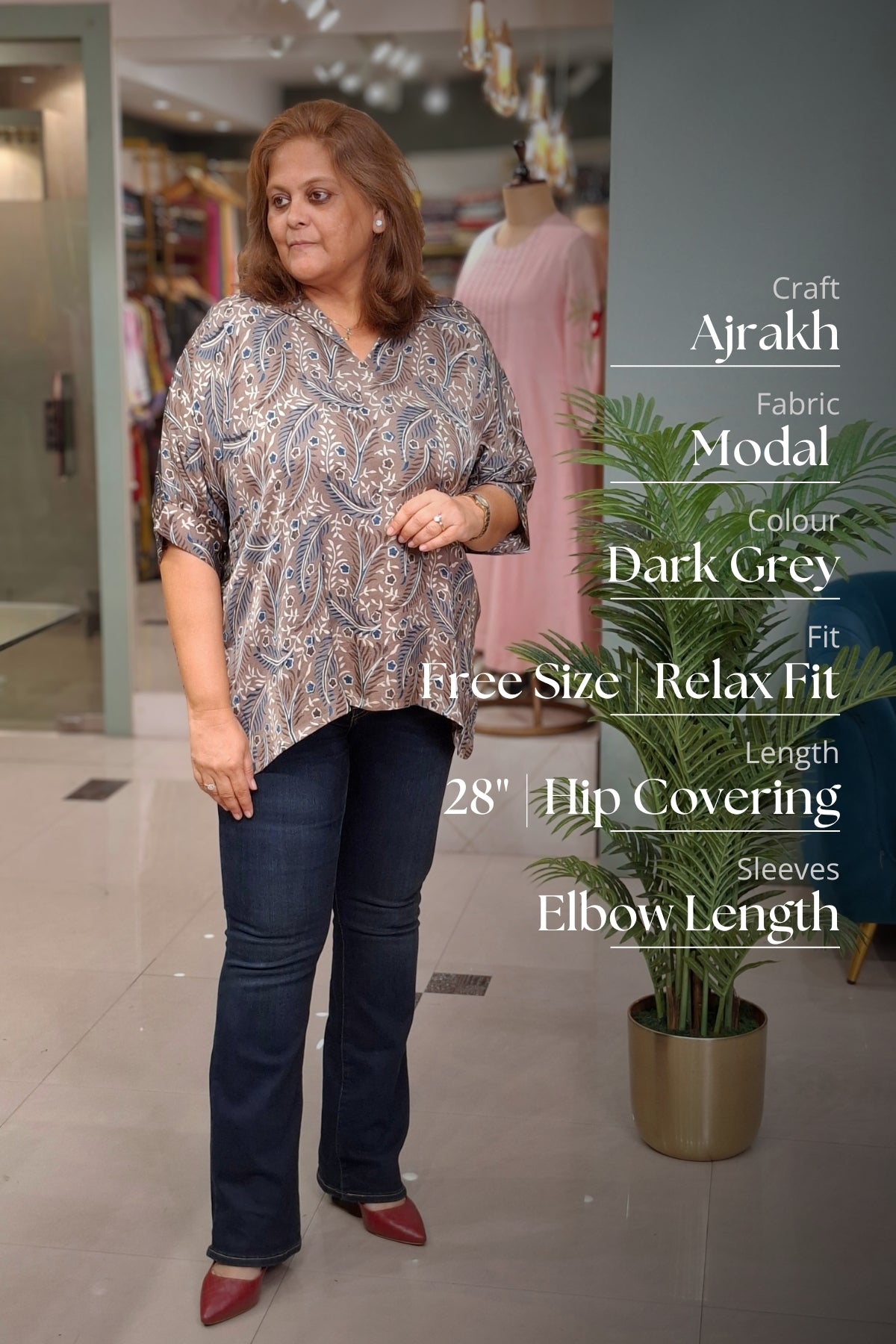 Dark Grey Floral - Rivaa Top