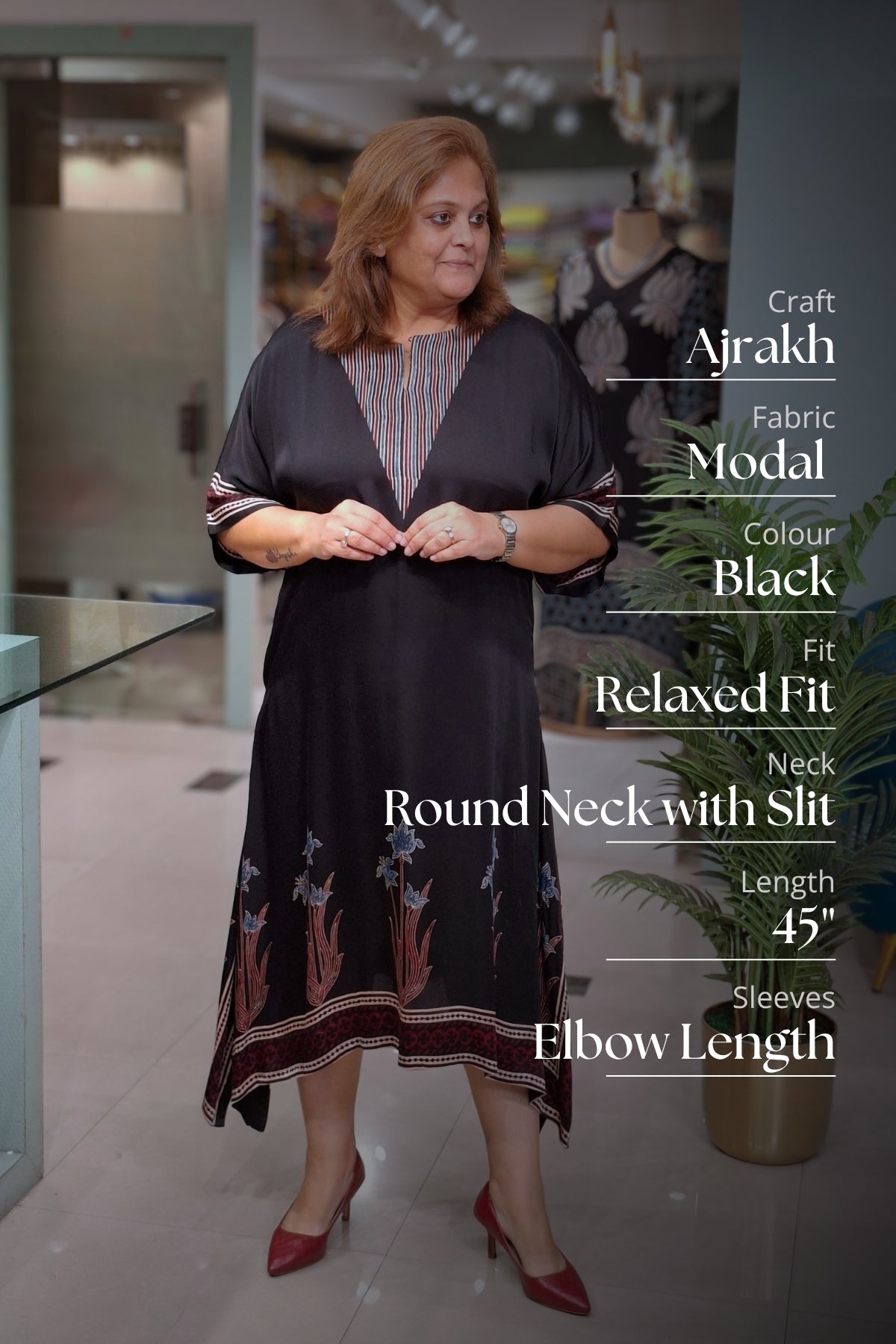 Black Floral - Oorja Kaftan-Dress