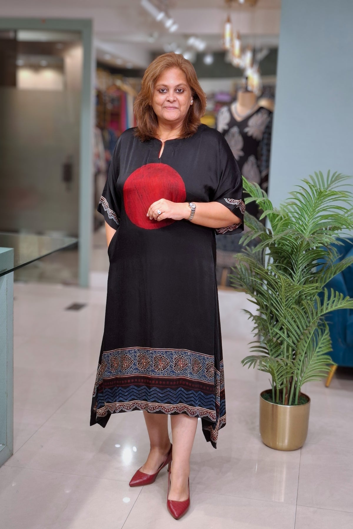 Rust Big Polka - Oorja Kaftan-Dress