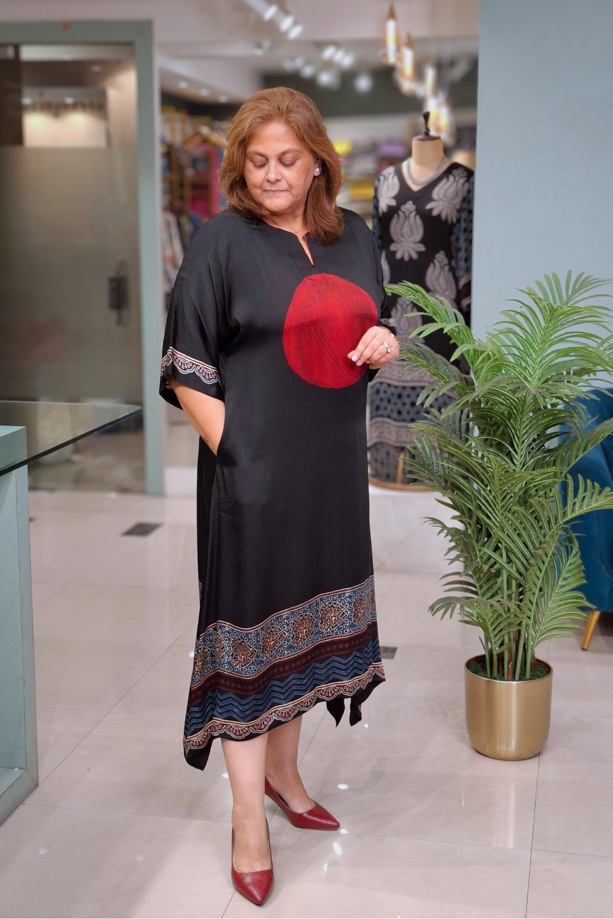 Rust Big Polka - Oorja Kaftan-Dress