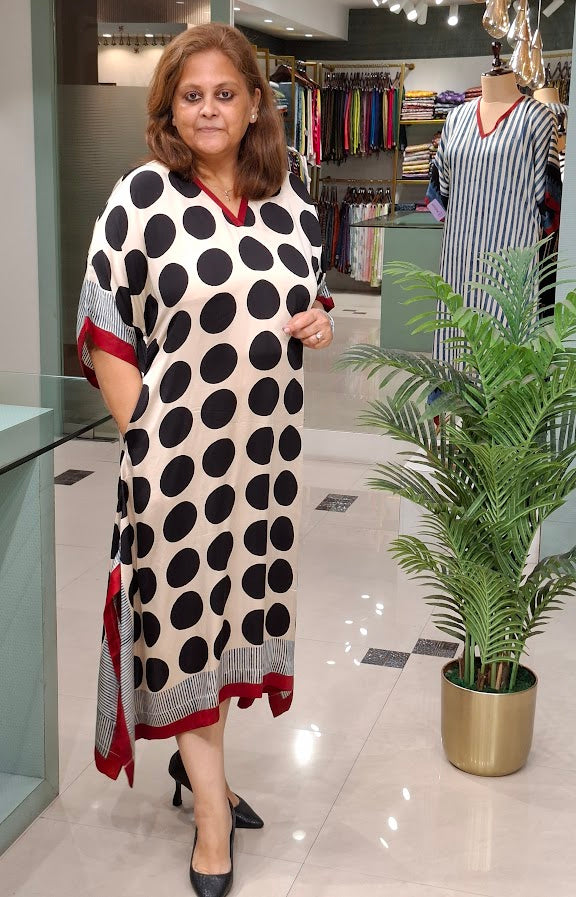 Polka Kaftan Dress